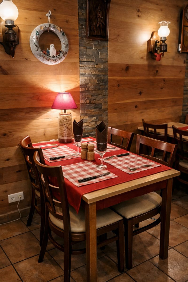 Une table dressée pour 4 personnes dans notre restaurant la table des marmottes 09 
Monferrier